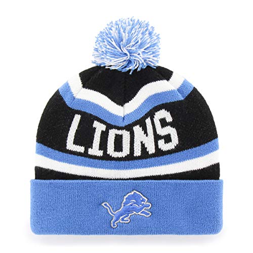 NFL Detroit Lions Jasper OTS Cuff Knit Cap with Pom, Black, One Size
