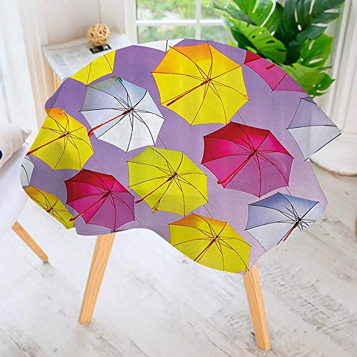 Philiphome Spring & Summber Tablecloth-Circular Round Formed Romantic Color Umbrella Sunshades Air Motivati for Outdoor or Indoor Use, BBQs 47.5" Round - Thumbnail 6