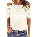 Lisli Women Sexy White Off Shoulder Embroidery Lace Crochet Chiffon Tops Blouse Casual T-Shirt (M)