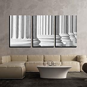 3 Piece Canvas Wall Art - Pillars of Law and Information at The United States Supreme Court - Modern Home Art Stretched and Framed Ready to Hang - 16"x24"x3 Panels