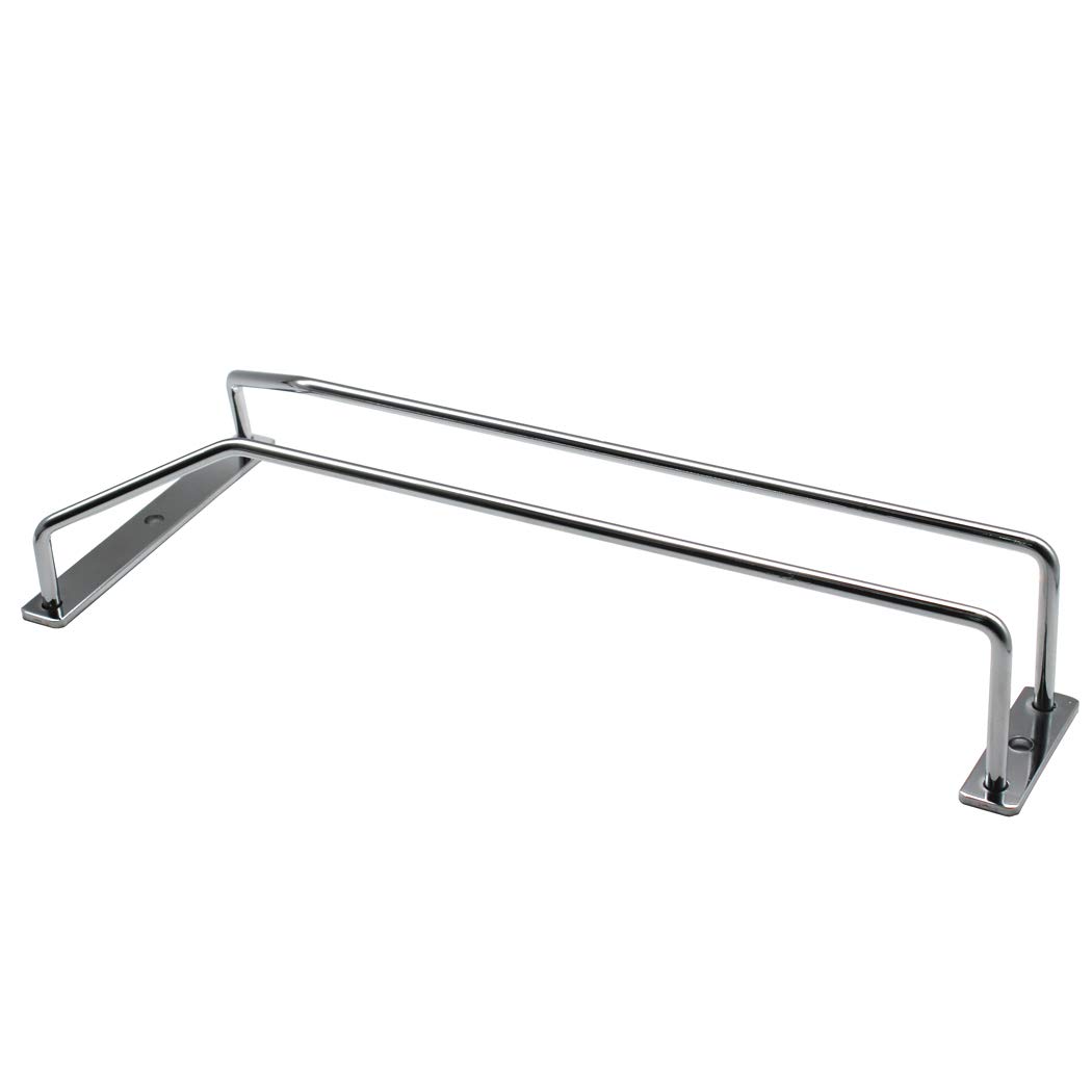 Abcsea 27 cm Wine Glass Holder Rack, Chrome Wine Glass Holders Hanging Under Shelf, 1 piece (1 Row)