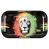 Beamer Designer Series Medium Metal Rolling Tray -Rasta Lion - 10.75 inch x 6.25 inch