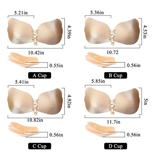 【NEW 2018 VERSION】Adhesive Bra Push Up Strapless Bras, Backless Reusable Invisible Bra with Drawstring for Women