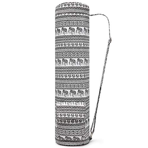 Fremous Yoga Mat Bag,Full-Zip Exercise Yoga Mat Carry Bag for Women and Men - Double Storage Pocket,Easy Access Zipper, Adjustable Shoulder Strap and Handle,Fits Most Mats(Black Elephant)