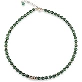Sol N Touch Moments N Touch Series - Natural Gemstone Necklaces and Bracelets for Women - Round Bead-Cut Smooth Cute Necklaces Gifts for Women & Teens - Steel Jewelry Wire Cable