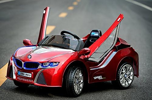 Electric Powered BMW Car For Kids 12 V Battery Charger LED Wheels Opening Doors MP3 Cord | Red