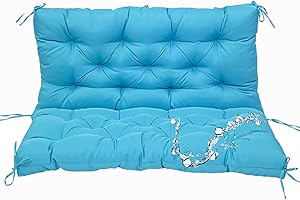 GHKWXUE Waterproof Thicken 5"outdoor swing cushions 2-3 Seater Washable Swing Replacement Cushions High elastic PP cotton filling,for garden patio loveseat Pad,non-slip-with fixed rope,60"x40"/Lake Blue