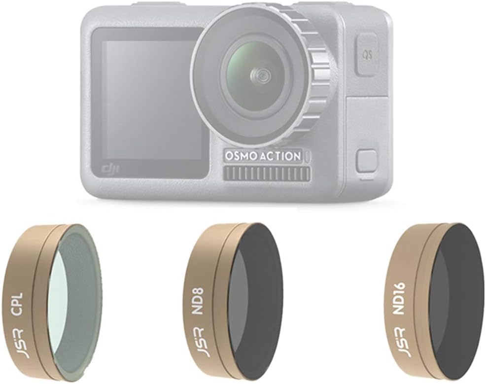 Yavso 3pcs Filter Camera Lens Filter ND Filter Set for DJI OSMO ACTION Camera Accessories - CPL ND8 ND16 Filters Kit