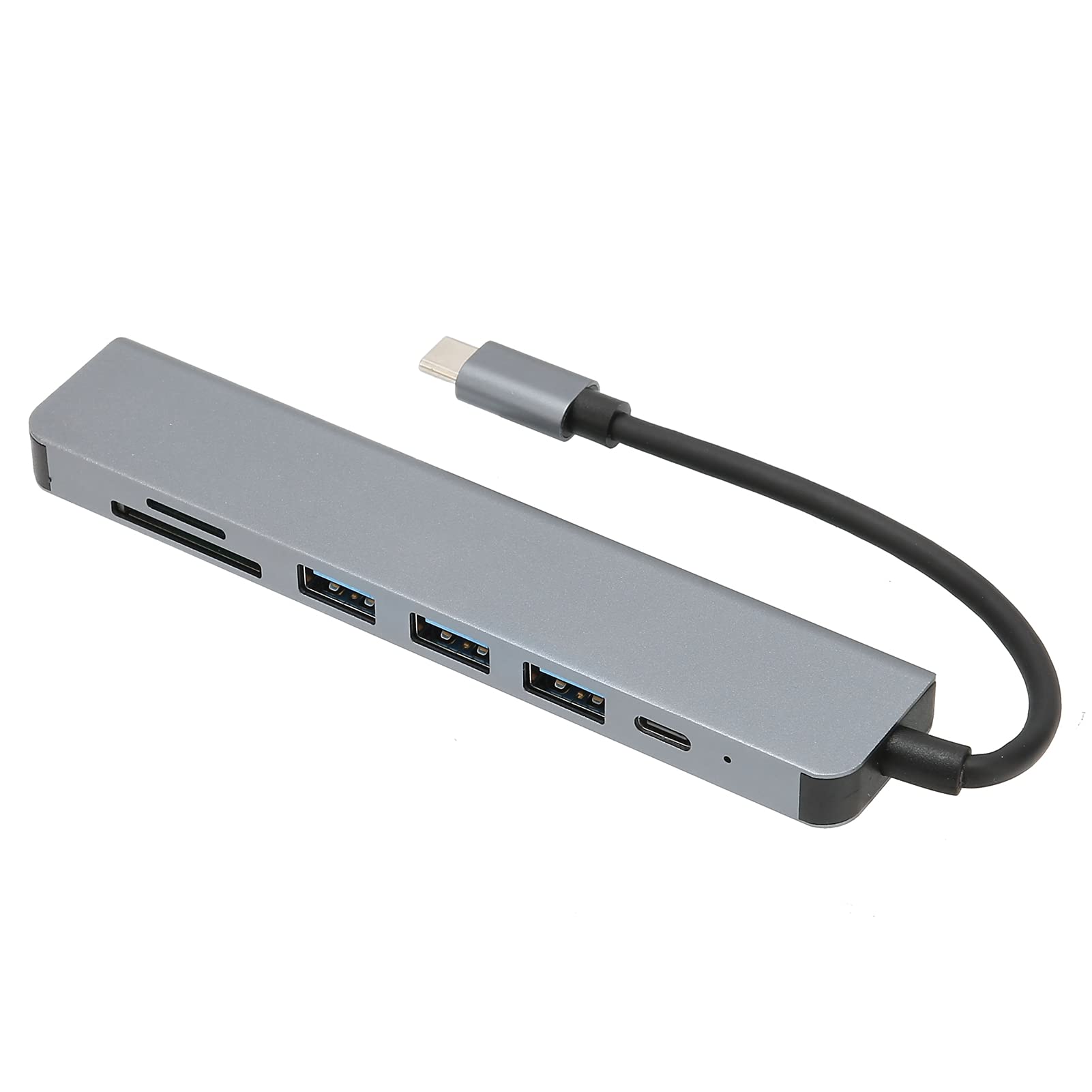 USB C Hub Multiport Adapter, USB Hub for Laptop, USB 3.0 7 in 1 3 Hub Aluminium Alloy USB C Dock for More Type C Devices Laptop Pro (Grey)