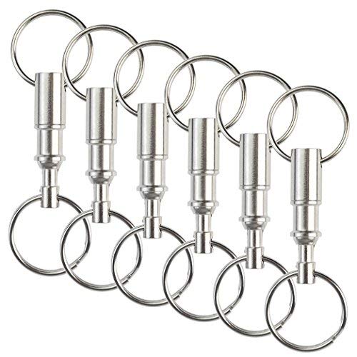 Lee-Buty 6 Pcs 1inch Dia Dual Key Ring Quick Release Detachable Pull Apart Keychains 2 Split Key Rings Lock Holder