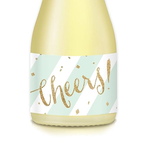 Amazon.com: Mini Champagne & Mini Wine Bottle Labels, Set of 20 Mint & Gold 3.5