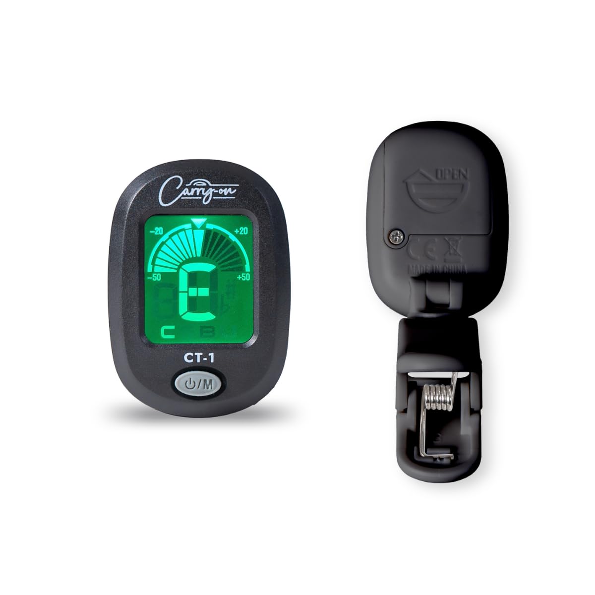 Carry-on CT-1 Clip-on Chromatic Tuner for Guitar, Bass, Ukulele C with Swivel LCD Screen - Black