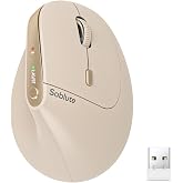 SABLUTE MAM3 Ergonomic Mouse, Bluetooth Mouse for Small and Medium Hands | Vertical Mouse with 3-Device Bluetooth, Rechargeable Battery and 4 Adjustable DPI for Laptops, Windows and MacOS，Beige