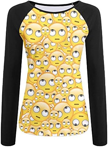 Women's 3D Lifelike Print EMOJI Long Sleeve Raglan Tshirt Tops Tee Tees