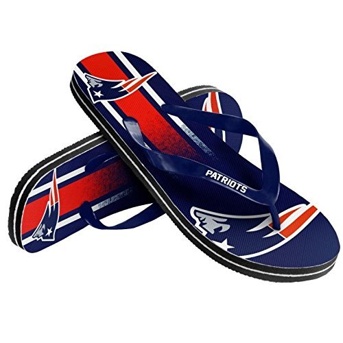 FC-Forever Collectibles NFL Football Unisex Gradient Big Logo Beach Summer Flip Flop Sandals - Pick Team (New England Patriots, Small)