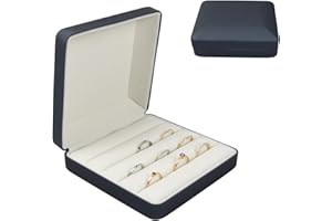 Ring Organizer Boxes for Jewellery, Travel Jewellery Box with 4Pcs Silver Cloths, Small Ring Holder Organiser Display Case, P