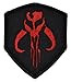 Mandalorian Bantha Skull Mercenary 3x2.5 Shield Military Patch / Morale Patch - Black With Red