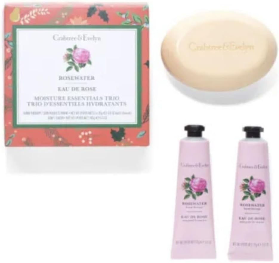 Crabtree & Evelyn Rosewater Moisture Essentials Trio Gift Set 6.5 oz Soap 2