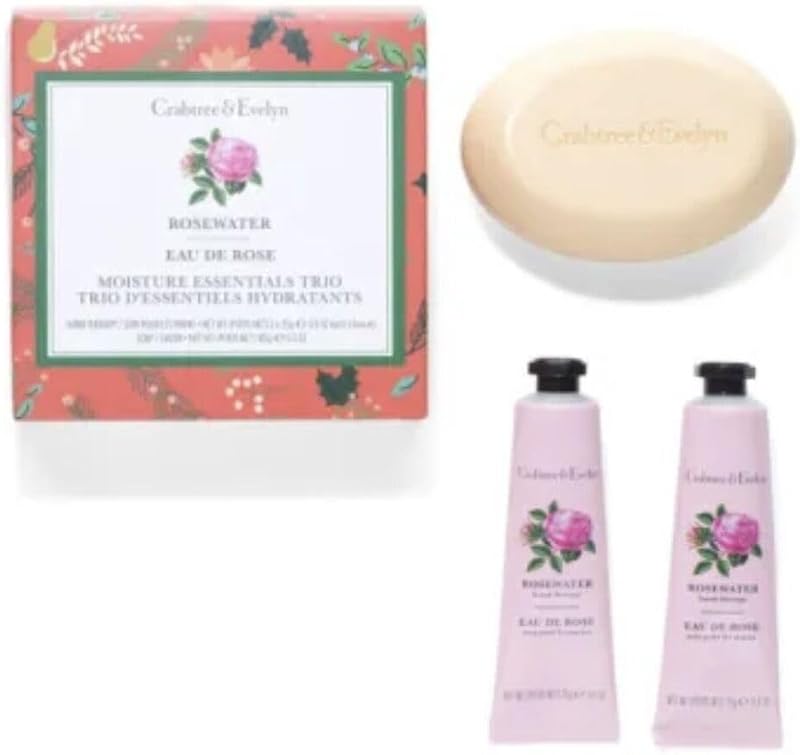 Crabtree & Evelyn Rosewater Moisture Essentials Trio Gift Set 6.5 oz Soap 2