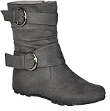 Journee Collection Kids Girls Buckle-Strap Mid-calf Riding Boots