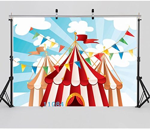 WOLADA 7x5ft Circus Carnival Party Vinyl Photography Backdrop for Baby Kids Birthday Decoration Customized Photo Background Photo Studio Prop 11084