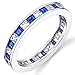 Metal Masters Sterling Silver 925 Eternity Ring Engagement Wedding Band W/Princess Cut Simulated Sapphire Cubic Zirconia CZ 7
