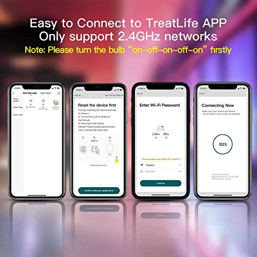 Smart Light Bulbs 4 Pack, Treatlife 2.4GHz Music Sync Color Changing Light Bulb, Works with Alexa Google Home, A19 E26… - Image 2