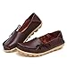 CIOR Women's Genuine Leather Loafers Casual Moccasin Driving Shoes Indoor Flat Slip-on Slippers,M911,Brown,41