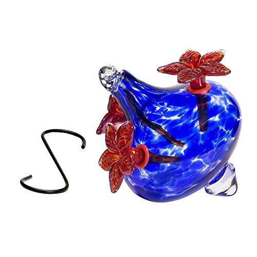 Best Home Products Humming Bird Feeder Flower Vase with Blue Bouquet Cap and  Red Flowers - 20 Ounce