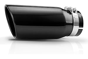 A-KARCK 4 Inch Inlet Exhaust Tip, Bolt On 4" Inlet 5" Outlet 12" Long Black Coating Exhaust Tailpipe Tip, Stainless Steel Rol