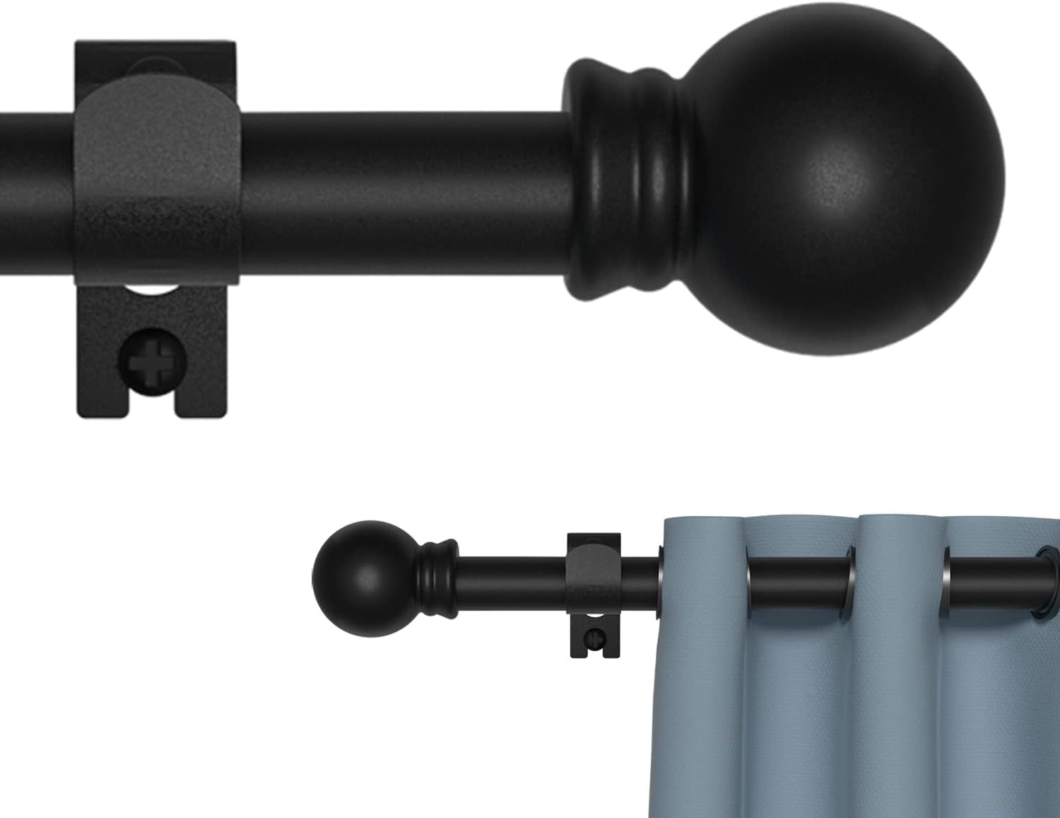 Window Treatment Hardware - CorkLatta Black Curtain Rods for Windows 30 to 62