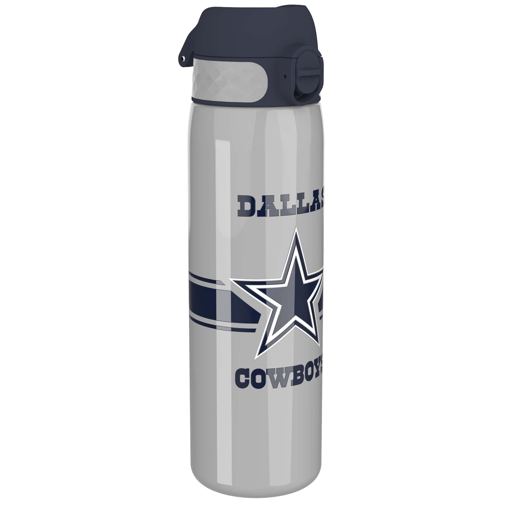 Ion8 NFL Dallas Cowboys Lightweight Steel Water Bottle, 600 ml/20 oz, Non-Insulated, Leak Proof, Easy to Open, Secure Lock, Dishwasher Safe, Flip Cover, Fits Cup Holders, Metal Water Bottle — image 1