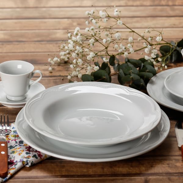 Germer, Conjunto 6 Prato raso em porcelana, modelo Cottage, Ø 26,5 cm,Branco