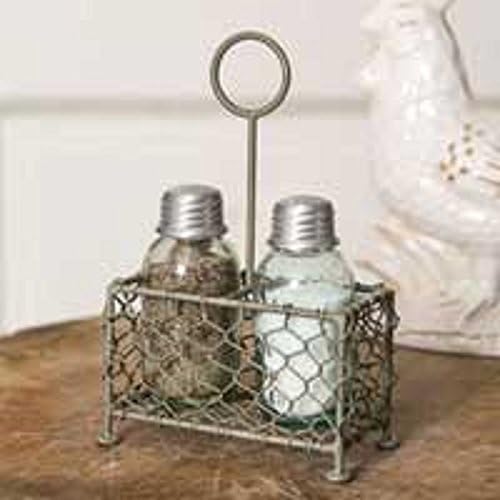 Salt and Pepper Set - Chicken Coop Mason Jar Shakers with holder 3 piece set