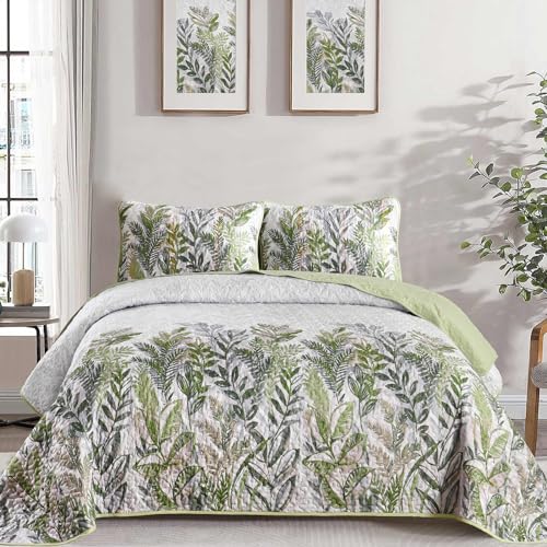 WONGS BEDDING Boho Quilt Queen Size, Green Bohemian Queen