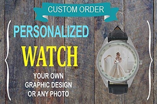 Custom Watch, Men Watch, Analog, Leather, Black, Personality, Anniversary/ Wedding Gift, Gift for Him, Pm us with Photo or Quotes
