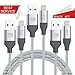 VMTOP iPhone Charger Cord 3Pack 1.2m Lightning USB Cable Data Syncing Nylon Braided High Speed Cord (Grey)