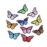 IDS Set of 10 Iron on Butterfly Applique Patches, Sew on Butterfly Patches - Embroidered Appliques, Repair and Decorate Clothing, Bags