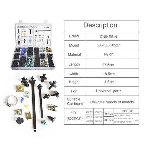 CNIKESIN 527Pcs Car Retainer Clips Door Trim Panel Clips Bumper Clips Plastic Rivets Fasteners Kit Auto Push Pin Rivets Set for GM Ford Toyota Honda Chrysler - Thumbnail 4