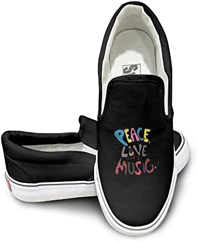 Bkjlafn Peace Love And Music A Simple And Fashionable Bottom Canvas Shoe.