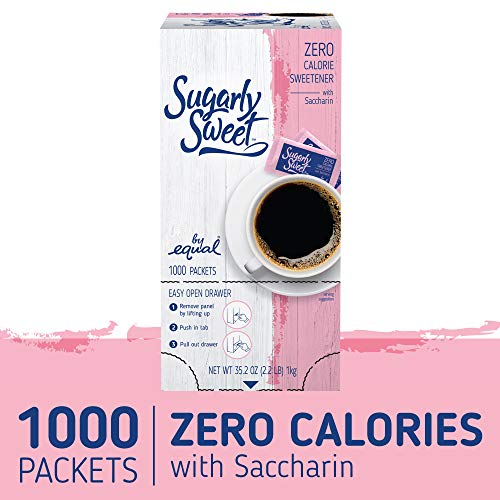SUGARLY SWEET Zero Calorie Sweetener Packets with Saccharin, Sugar Substitute, Sugar Alternative, Pink Sweetener Packets, 1,000 Packets