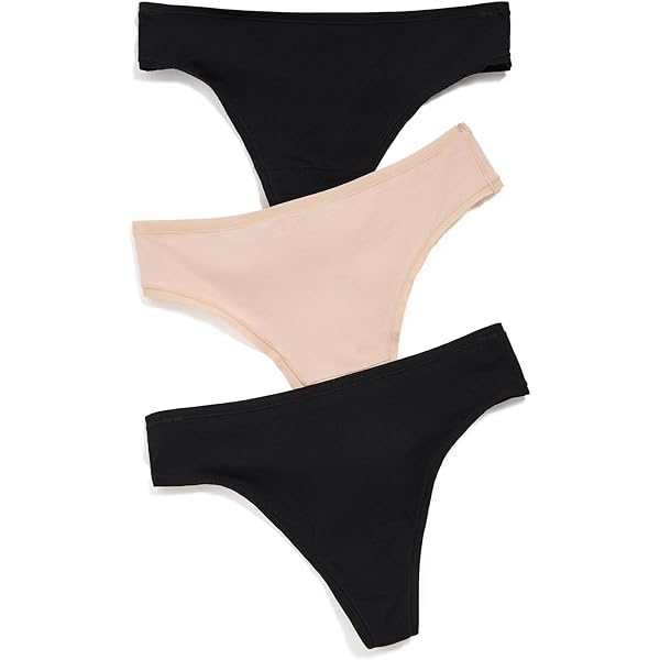 Amazon.com: Natori Womens Bliss Bare Cotton Thong 3-Pack,Black XS