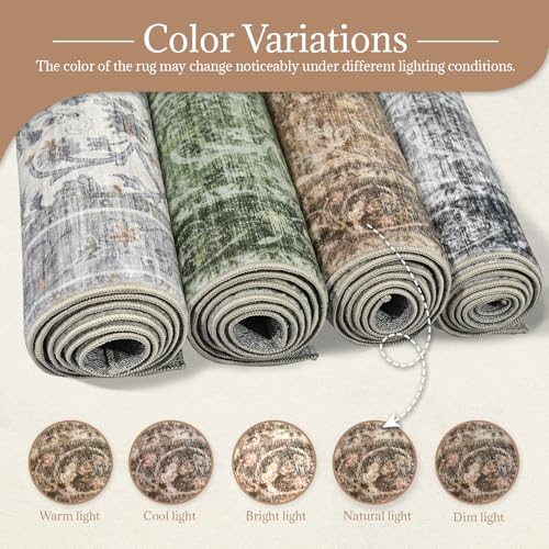 NoiFamo Washable Rugs for Living Room: 8x10 Area Rugs for Bedroom Ultra Soft Non-Slip Stain Resistant Vintage Boho Large Carpet for High-Traffic Dining Room - Farmhouse Decor