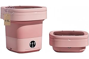 GRINCHAT Portable washing machine,Mini Washer,11L upgraded large capacity foldable Washer.Deep cleaning of underwear, baby clothes and other small clothes.Suitable for apartments, dormitories, hotels. (Pink)