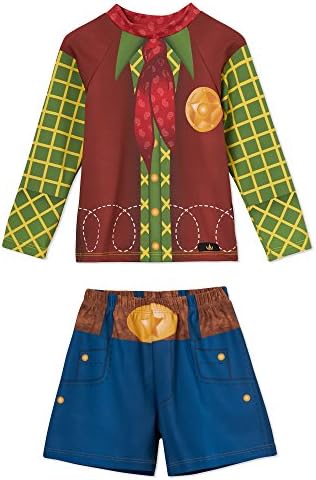 Little Boys Swim Trunks and Swimsuit Set – Adorable Cowboy Costume Design– Long Sleeve Rashguard Set – UPF 50 Sun Protection – Won’t Fade – Made in USA – Size 4T