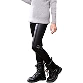 Tulucky Girls Winter Warm Pants Thick Fleece Lined Faux Leather Stretchy Teens Leggings