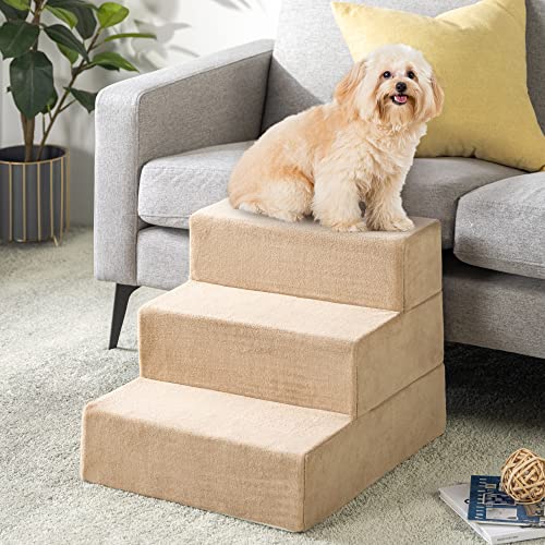 ZINUS Foam 15 Inch 3Step Step Pet Stairs / Pet Ramp for Cats and Dogs
