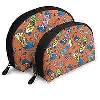 Cowboy Boot Doodle 2 Piece Set Cosmetic Beauty Bag Travel Handy Organizer Pouch Clutch Makeup Pouch Set