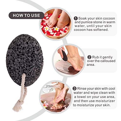 Natural Pumice Stone for Feet(Pack of 2), Chialstar Lava Pedicure Tools Hard Skin Callus Remover for Feet and Hands - Natural Foot File Exfoliation to Remove Dead Skin - Includes Bag and Suction Hook