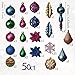 Valery Madelyn 50ct Shatterproof Christmas Balls Ornaments Regal Peacock, 1.97inch-6.89inch /5CM-17.5CM,50 Pcs Metal Hooks Included,Themed with Tree Skirt(Not Included)